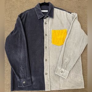 Men’s multicolor block corduroy button up